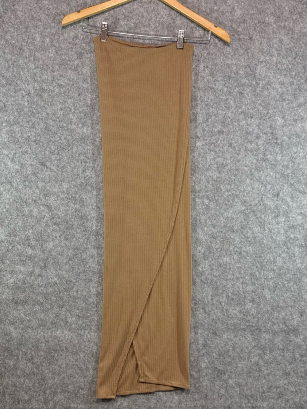 Indah Ribbed Midi Dress - Womens 0 - Camel Brown Strapless Bodycon Beach Boho